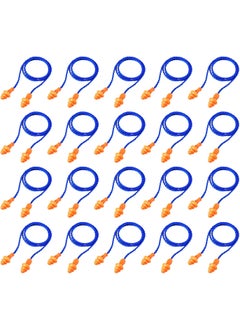 20 Pairs Corded Ear Plugs Reusable Silicone Earplugs with String Banded Ear Plug for Sleeping Noise Cancelling Noise Reduction Hearing Protection(Blue-Orange)