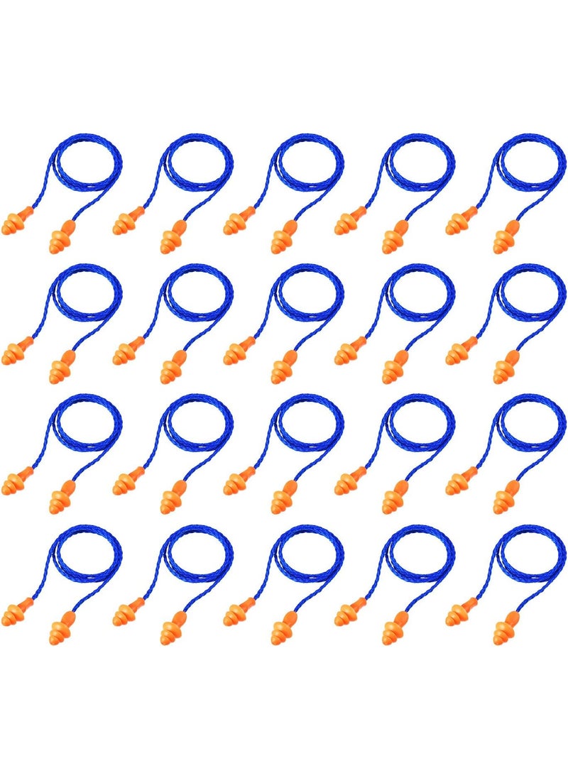 Bememo - 20 Pairs Corded Ear Plugs Reusable Silicone Earplugs with String Banded Ear Plug for Sleeping Noise Cancelling Noise Reduction Hearing Protection(Blue-Orange) - Image 1