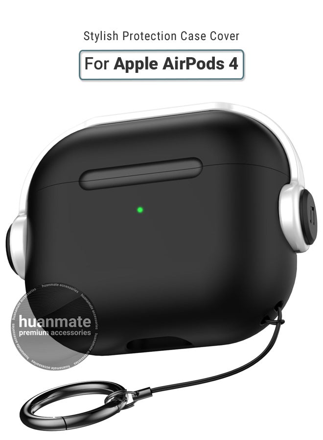 huanmate Apple AirPods 4 Premium Protection Case Cover - Black/White - Lightweight, Stylish Design, Accurate Cut-outs - Easy to Install & Remove - Durable Shield for Your Apple AirPods 4 - Image 1