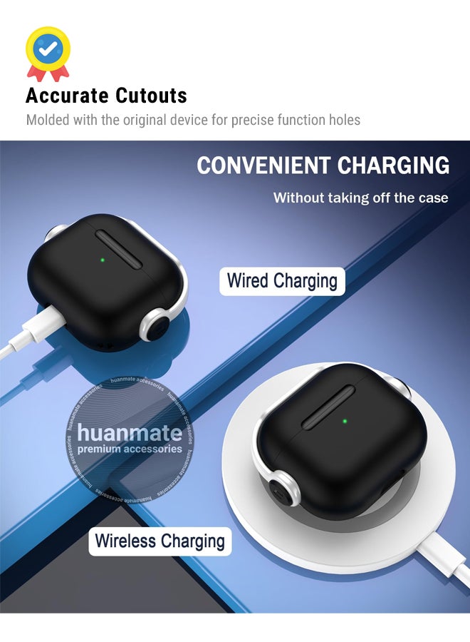 huanmate Apple AirPods 4 Premium Protection Case Cover - Black/White - Lightweight, Stylish Design, Accurate Cut-outs - Easy to Install & Remove - Durable Shield for Your Apple AirPods 4 - Image 5