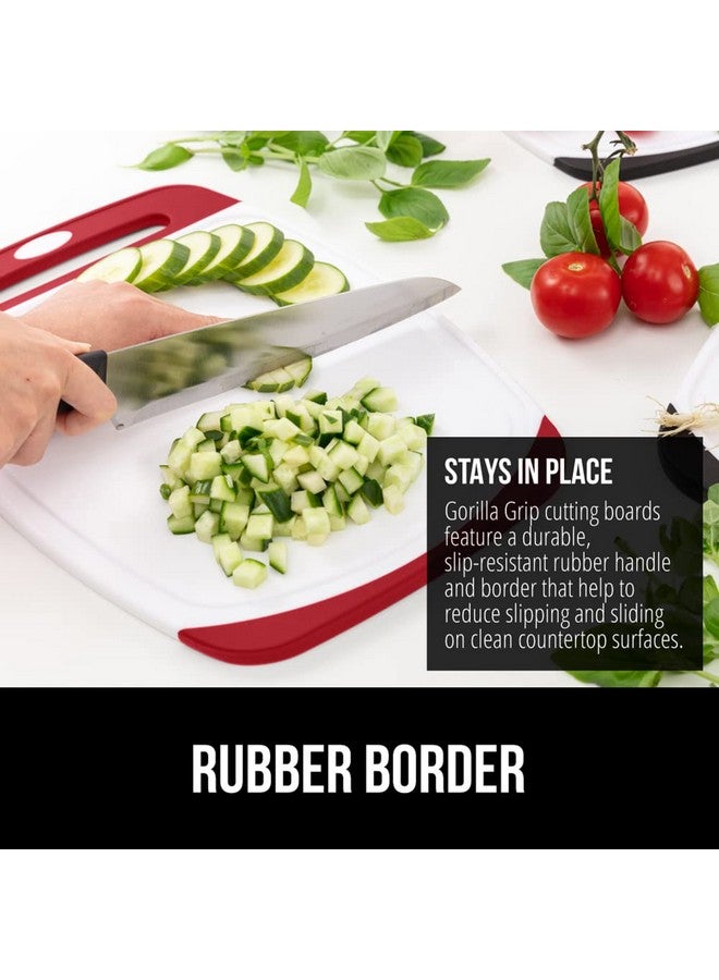 GORILLA GRIP Original Reversible Cutting Board (3-Piece), BPA Free, Dishwasher Safe, Juice Grooves, Larger Thicker Boards, Easy Grip Handle, Non-Porous, Extra Large, Kitchen (Set of Three: Red) - Image 3