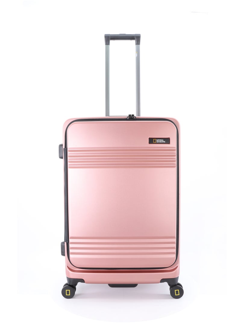 NATIONAL GEOGRAPHIC National Geographic Lodge Check-In Medium Travel Suitcase, 100% PC Durable Lightweight Hard Shell Expandable Luggage, 4 Double Wheel, TSA Lock Trolley Bag Rose Gold (60 cm/24 Inch).  - Image 1