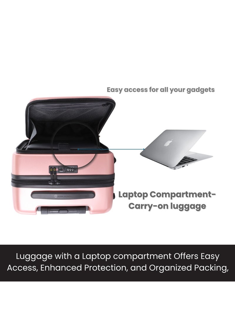 NATIONAL GEOGRAPHIC National Geographic Lodge Check-In Medium Travel Suitcase, 100% PC Durable Lightweight Hard Shell Expandable Luggage, 4 Double Wheel, TSA Lock Trolley Bag Rose Gold (60 cm/24 Inch).  - Image 2