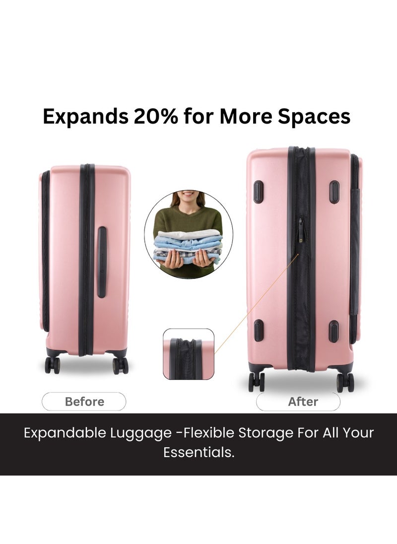 NATIONAL GEOGRAPHIC National Geographic Lodge Check-In Medium Travel Suitcase, 100% PC Durable Lightweight Hard Shell Expandable Luggage, 4 Double Wheel, TSA Lock Trolley Bag Rose Gold (60 cm/24 Inch).  - Image 4