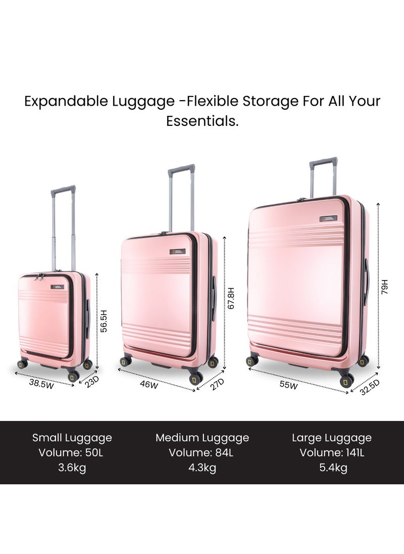 NATIONAL GEOGRAPHIC National Geographic Lodge Check-In Medium Travel Suitcase, 100% PC Durable Lightweight Hard Shell Expandable Luggage, 4 Double Wheel, TSA Lock Trolley Bag Rose Gold (60 cm/24 Inch).  - Image 5