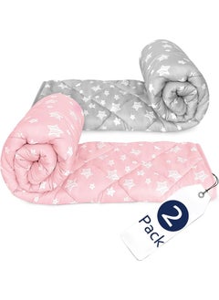 Moonsea Moonsea Baby Girl Blanket 2 Pack Lightweight, Ultra Soft Blanket Kids Toddler Comforter Quilted Warm Blanket with Lovely Star Print, Comfortable Down Alternative Baby Blanket, 39x47 Inches  - Image 1