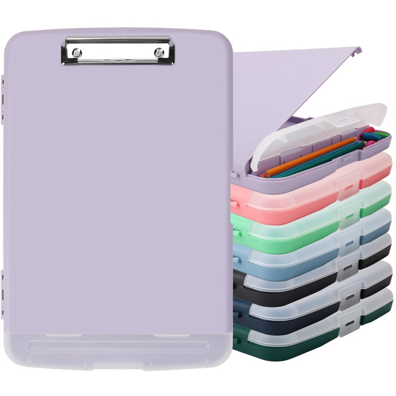SFLHHDM Clipboard With Storage For Office Supplies Storage Clipboard With Pen Holder Nursing Clipboards With Low Profile Clip Clip Boards 8.5X11 With Storage For Nurse Teacher Must Haves Clipboards-02Purple - Image 1
