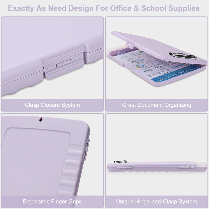 SFLHHDM Clipboard With Storage For Office Supplies Storage Clipboard With Pen Holder Nursing Clipboards With Low Profile Clip Clip Boards 8.5X11 With Storage For Nurse Teacher Must Haves Clipboards-02Purple - Image 4