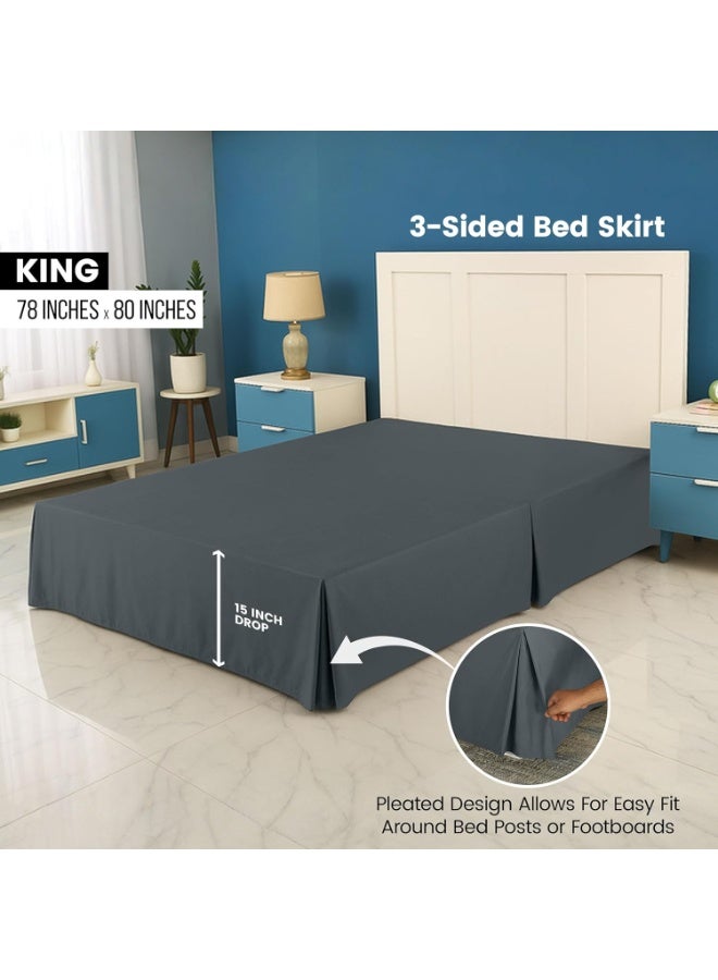 Utopia Bedding King Bed Skirt - Soft Quadruple Pleated Ruffle - Easy Fit with 16 Inch Tailored Drop - Hotel Quality, Shrinkage and Fade Resistant (King, Grey) - Image 3