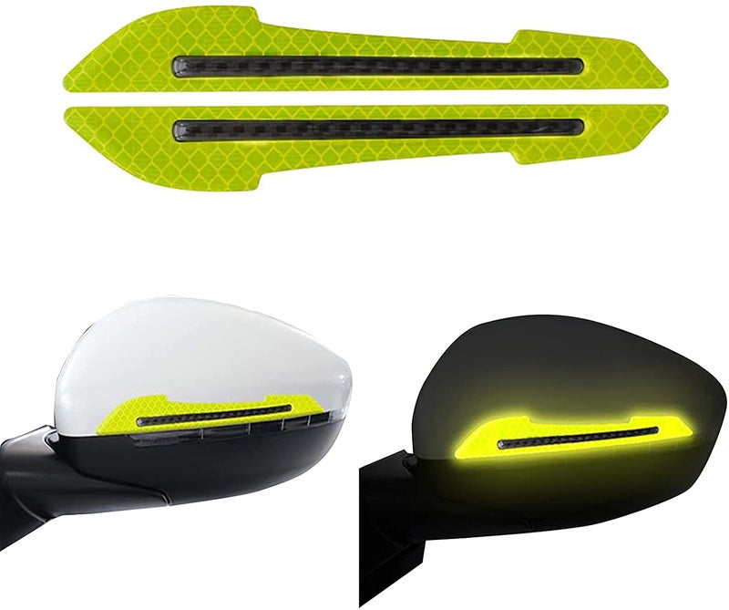 Buylogy® (Green) 2 Pieces Reflective Car Stickers Set Rearview Mirror Reflective Warning Stickers Car Side Reflective Stickers for Car Safety - Image 1