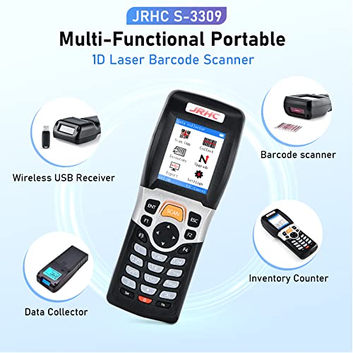 JRHC Wireless Barcode Scanner JRHC Inventory Scanner Collector Portable Data Terminal Inventory Device USB Barcode Scanner 1D PDT with 2.2 Inch TFT Color LCD Screen for Store, Supermarket, Warehouse - Image 4