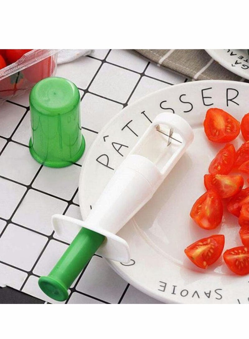 Excefore قطاعة العنب، قطاعة الفراولة، قاطع الطماطم الصغيرة، قاطع الكرز، أدوات صنع سلطة الفواكه، مقسم الفواكه، مناسب لجميع أنواع الفواكه الصغيرة (مع سكين الفواكه) - Image 2