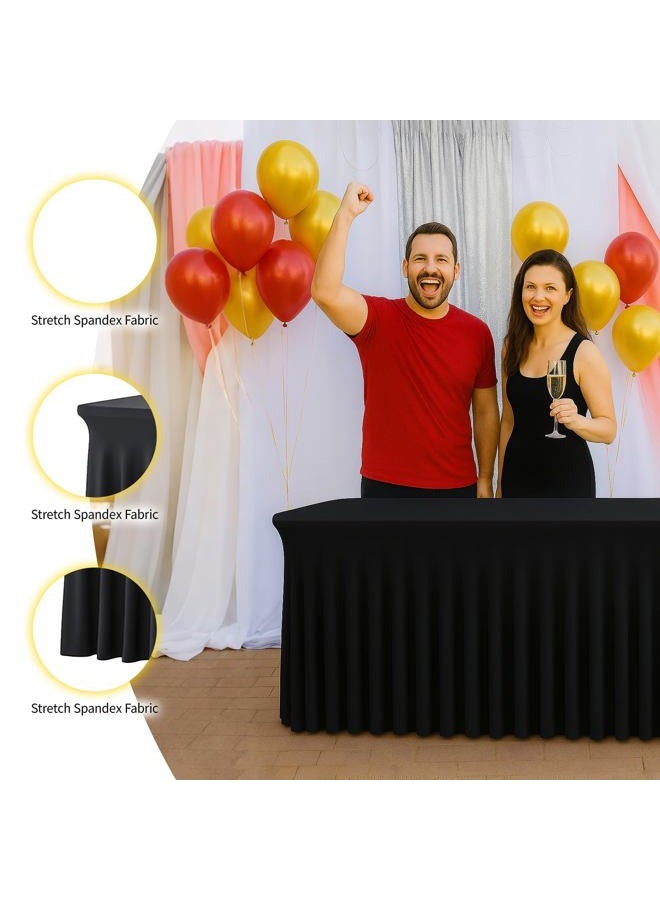 DEEPDREAM 2 Pack Black Spandex Fitted Tableclothes for 6 Foot Rectangle Tables, Wrinkle Free 6FT Fitted Table Cover, Stretch Tablecloth Table Skirt for Party, Banquet, Wedding and Events - Image 5