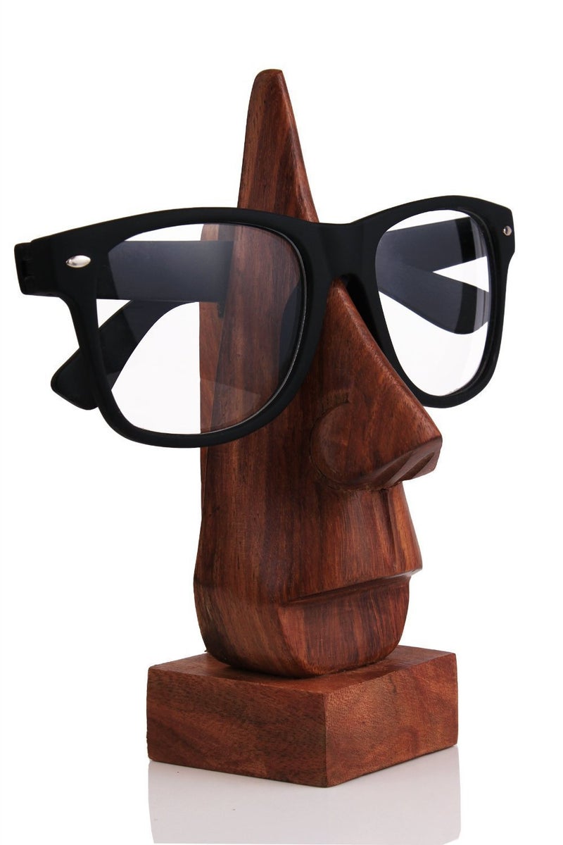 ARMAN SPOONS Royals Wooden Goggle Spectacle Stand Glass Holder NoseShaped Stand for Eyeglass 1piece - Image 1