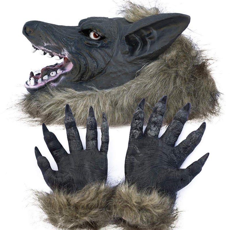 Lynkaye Holloween Horror Mask Party Cosplay Costume Werewolf Dress Up Mask - Wolf Head Mask And Claws - Image 4