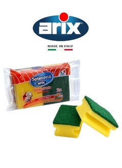 arix ARIX SYNTH.SPONGE SCOURER GRIP 2PC: Heavy-Duty Cleaning Companion  - Image 1