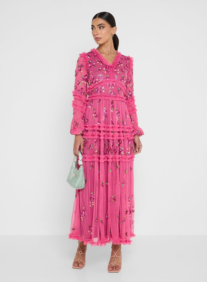 فروك اند فرل فستان ميدي مزين بتفاصيل دانتيل - Image 1