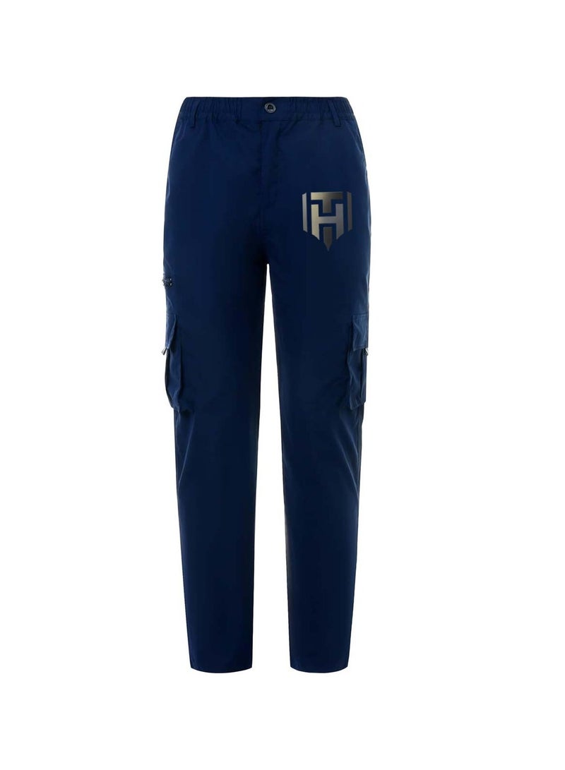 Huitich Men’s Casual Multi-Pocket Workwear Trousers Navy, Size L - Image 2