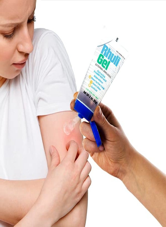 Rhuli Anti-Itch Gel for Sunburn, Mosquitos, Bug Bites, Poison Ivy, Poison Oak Relief - Analgesic Cooling Treatment for Topical Skin Use - 3 Oz Tube - Image 3