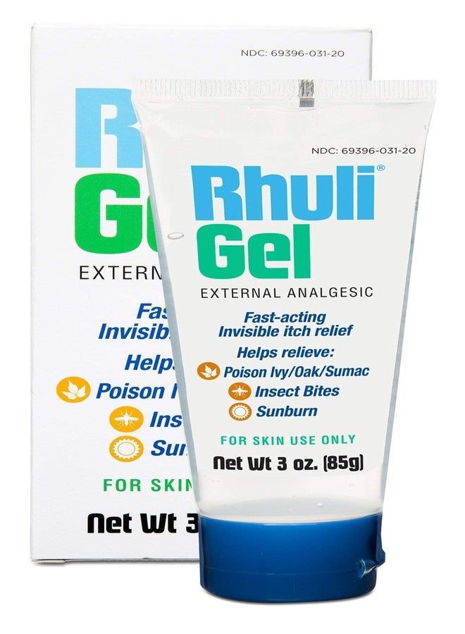 Rhuli Anti-Itch Gel for Sunburn, Mosquitos, Bug Bites, Poison Ivy, Poison Oak Relief - Analgesic Cooling Treatment for Topical Skin Use - 3 Oz Tube - Image 1