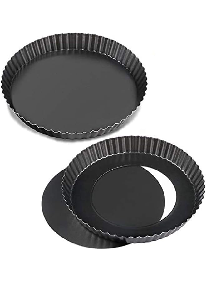 S-TOP 2 Pack Non-sticks 9 Inches Quiche Tart Pan, Removable Loose Bottom Tart Pie - Image 1