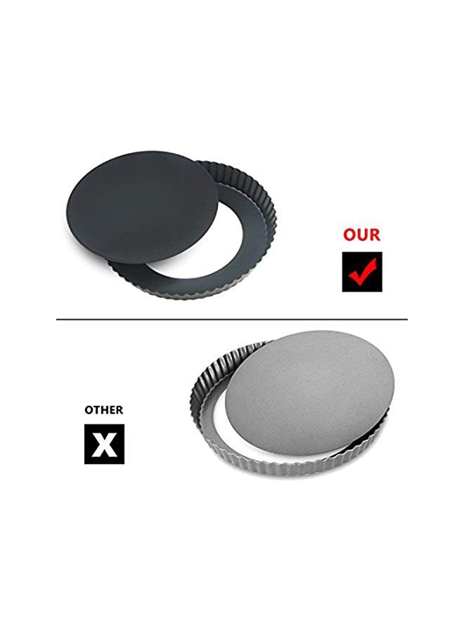 S-TOP 2 Pack Non-sticks 9 Inches Quiche Tart Pan, Removable Loose Bottom Tart Pie - Image 3