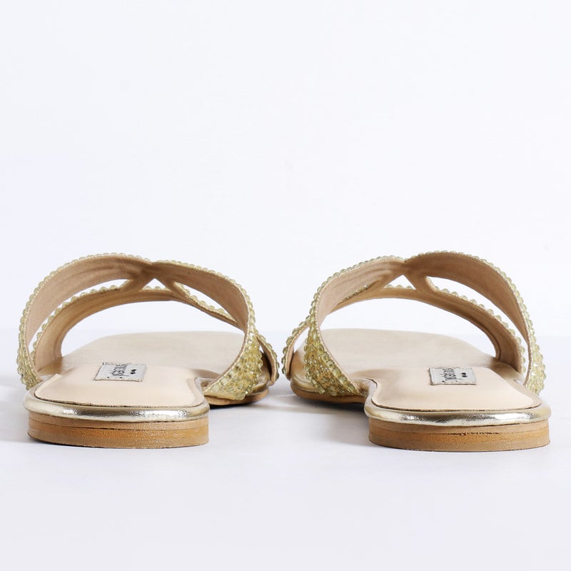 Crystalicious Sapphire Handcrafted Chic & Comfort Rhinestones Women Flat Sandal Non-Slip For Day-To-Night Wear - Image 5