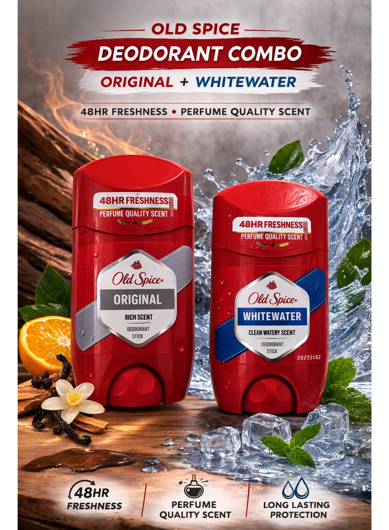 Original & Whitewater Deodorant Stick 48H Freshness 2x50 ml