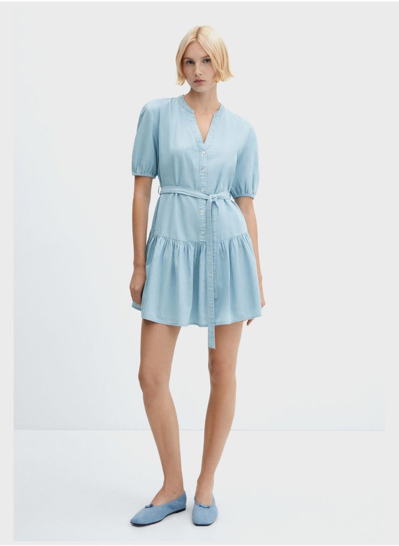 MANGO - Tiered Tie Detail Dress - Image 1