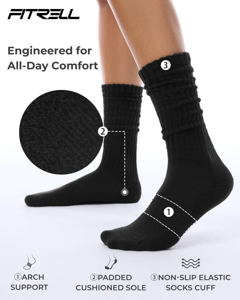 FITRELL Slouch Socks for Women, 3 Pairs Soft Cotton Knee High Scrunch Tube Boot Socks, Black, Medium-Large - Image 4
