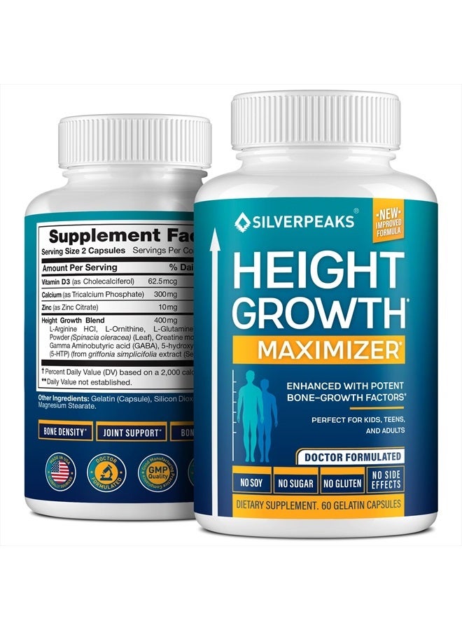 SILVERPEAKS Growth Capsules to Grow Taller - Height Growth Maximizer with Calcium for Bone Strength - Made in USA - Natural Get Taller Supplement to Increase Bone Growth - Free of Growth Hormone - Image 1