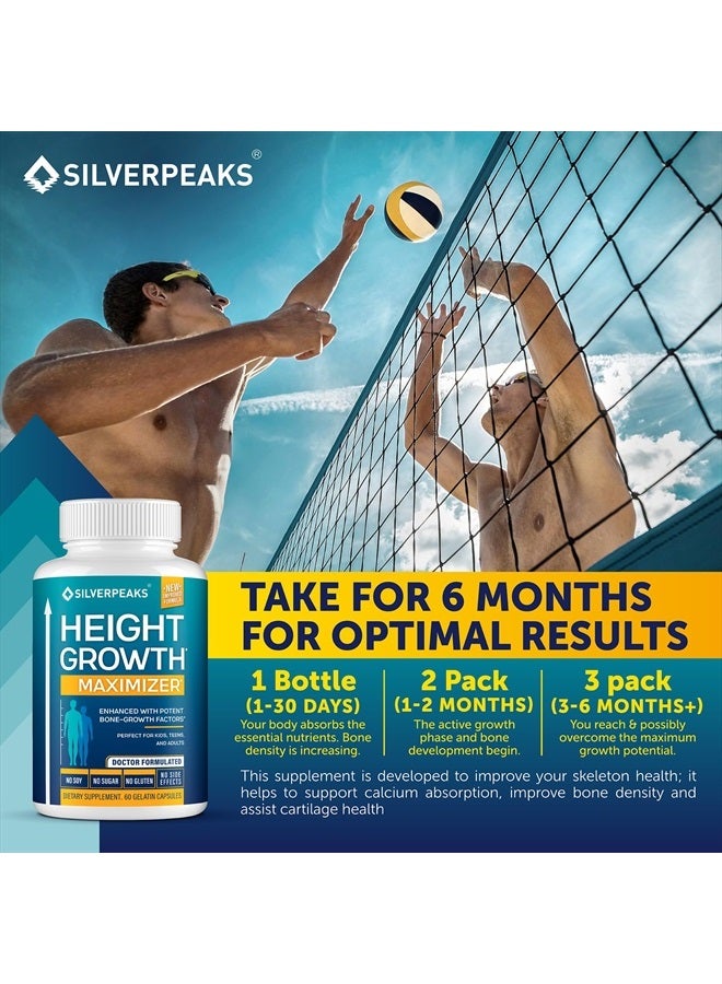 SILVERPEAKS Growth Capsules to Grow Taller - Height Growth Maximizer with Calcium for Bone Strength - Made in USA - Natural Get Taller Supplement to Increase Bone Growth - Free of Growth Hormone - Image 5