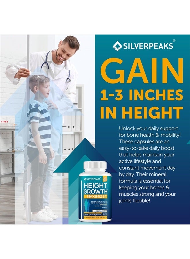 SILVERPEAKS Growth Capsules to Grow Taller - Height Growth Maximizer with Calcium for Bone Strength - Made in USA - Natural Get Taller Supplement to Increase Bone Growth - Free of Growth Hormone - Image 4