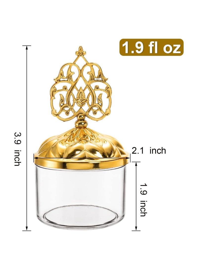 KASTWAVE Mini Plastic Candy Cupcake Containers, 12 Pcs Clear Favor Boxes with Gold Dome Lids, Round Cake Stand Dessert Display Plate for Birthday Wedding Holiday Party Supplies  - Image 3
