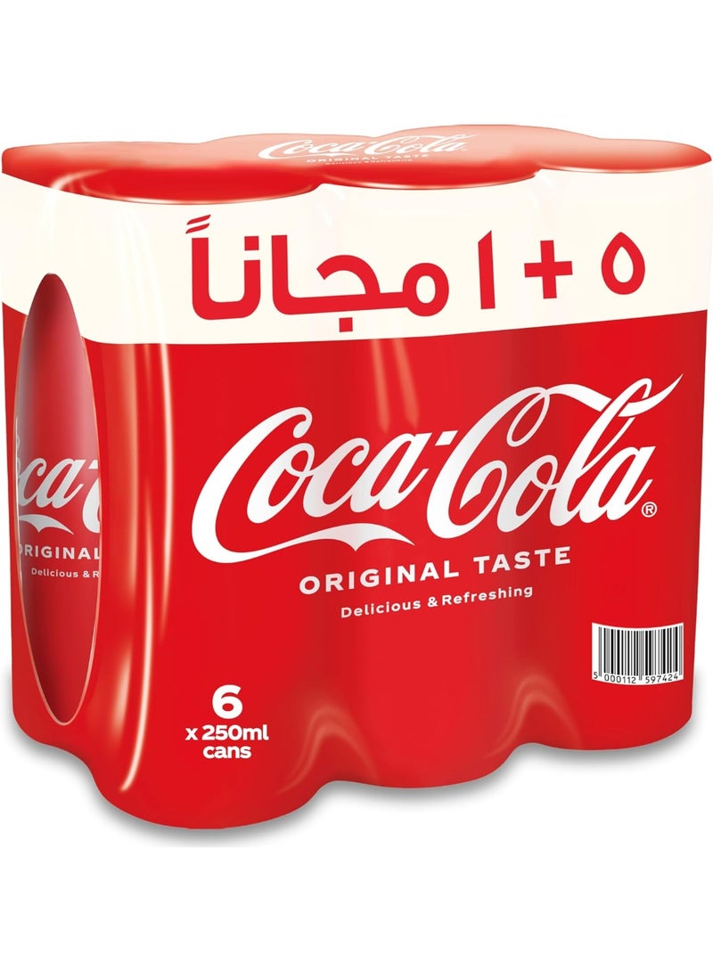 كوكا كولا مجموعة علب كوكا كولا المذاق الأصلي  عبوة توفير  6*250 مل