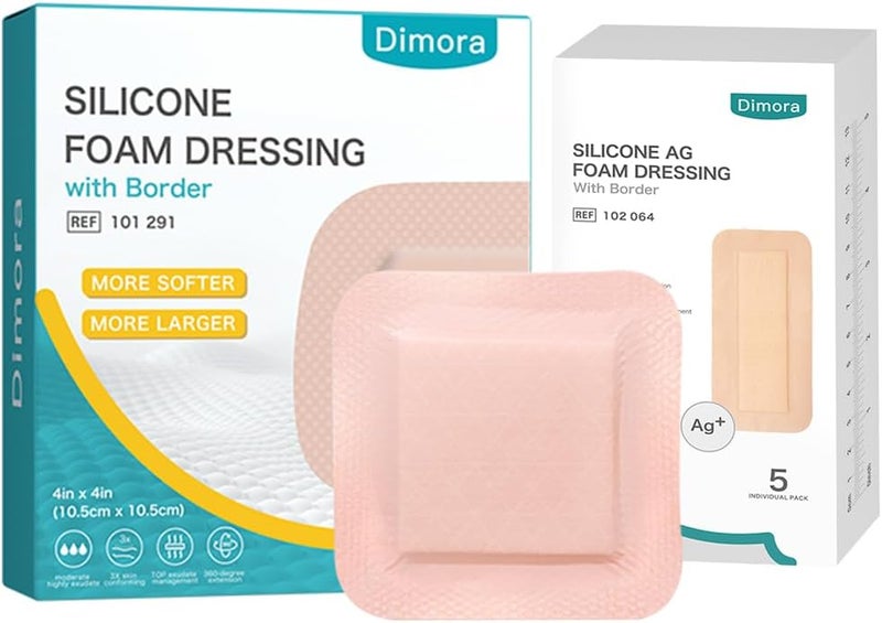 Dimora Silicone Foam Dressing Silver Ag 4x 8  Ultra Soft Silicone Foam Dressing 4x4 - Image 1