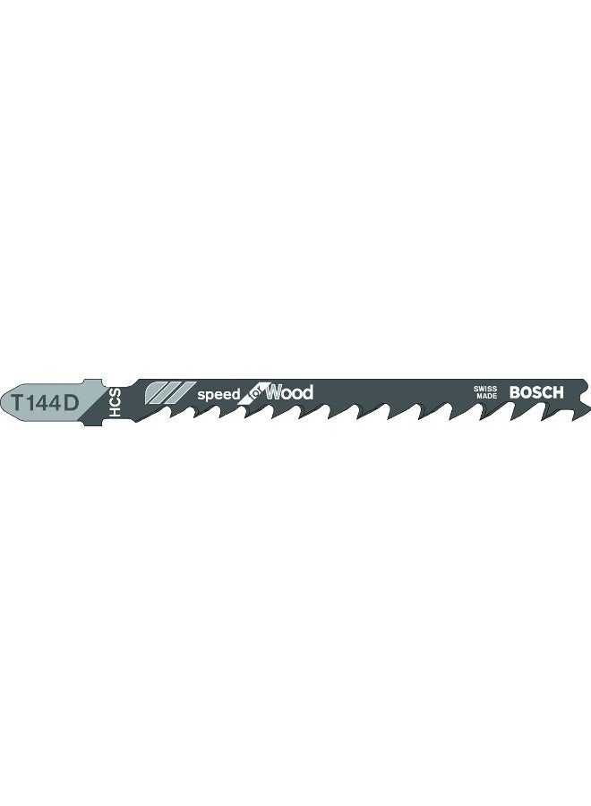 Bosch - T144D Jigsaw Blades, 100 Mm Length, High Carbon Steel Material Is Appropriate For Cutting Softwood And Non-Abrasive Woodworking Materials, Large Progressive Tooth Pitch (4-5.2 Mm), 5 Pcs - Image 1
