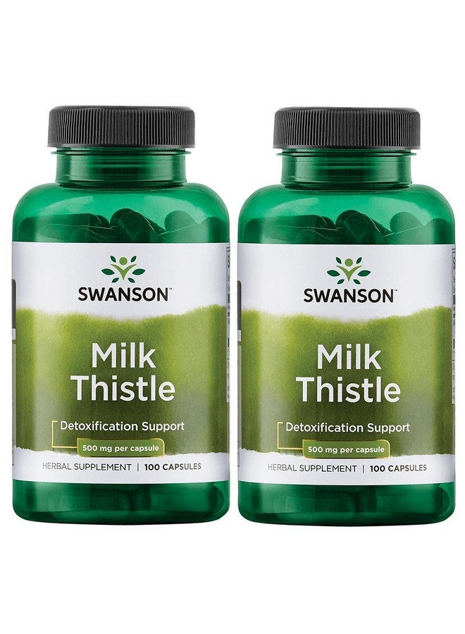 SWANSON Milk Thistle Herbal Liver Support Supplement Natural Formula Helping To Maintain Overall Health & Wellbeing (100 Capsules 500Mg Each) 2 Pack - Image 1