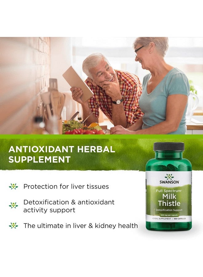 SWANSON Milk Thistle Herbal Liver Support Supplement Natural Formula Helping To Maintain Overall Health & Wellbeing (100 Capsules 500Mg Each) 2 Pack - Image 5