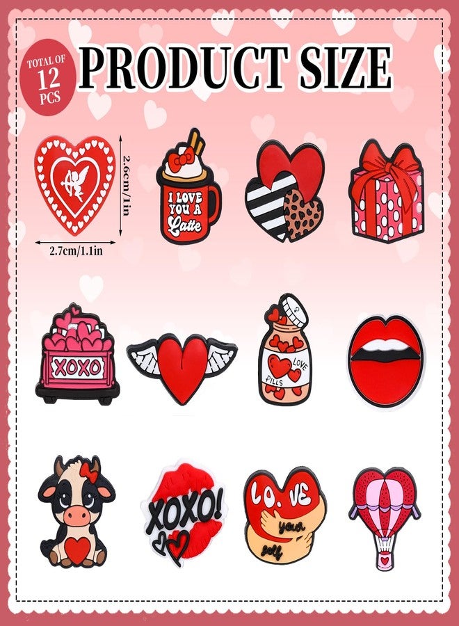 JarThenaAMCS 12Pcs Valentine Silicone Focal Beads Red Love Heart XOXO Loose Rubber Beads for Wedding Anniversary DIY Crafts Pen Keychain Making - Image 2