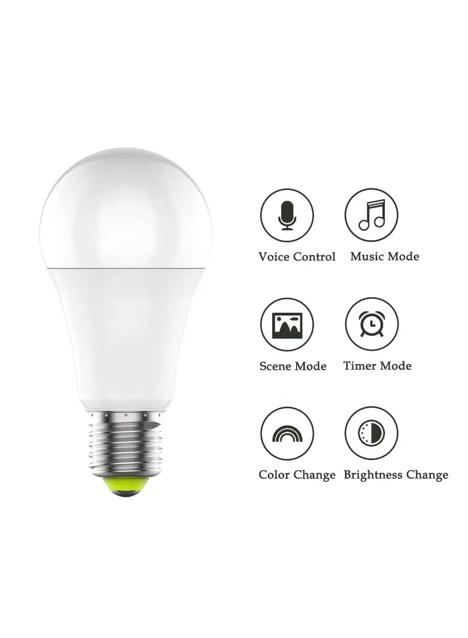 2 Pack 12W LED Smart bulb Multi Color and Tunable White Cool White and Warm White Compactable with Alexa, Echo, Google Home and Google Assistant 