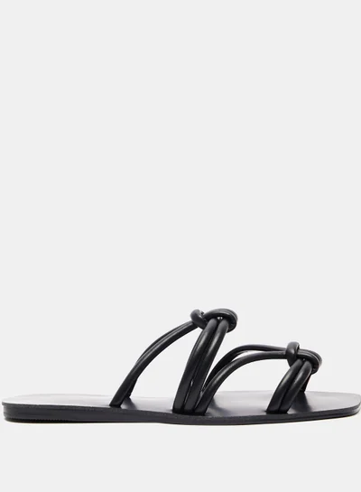 shoexpress Open-Toe Slip-On Sandals with Knot Detail