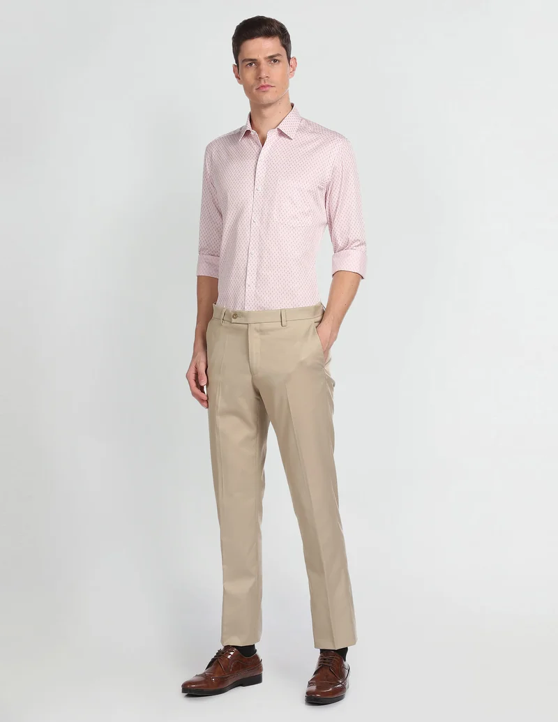 Arrow Light Pink Motif Print Manhattan Slim Fit Shirt for Men | Best Price UAE