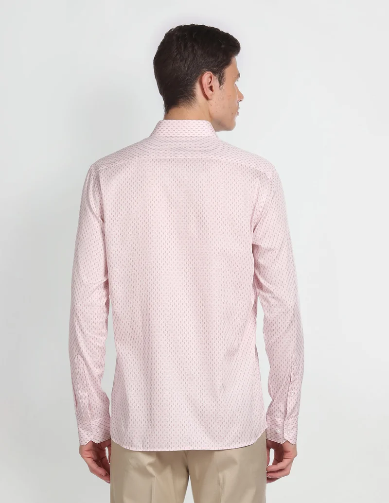 Arrow Light Pink Motif Print Manhattan Slim Fit Shirt for Men | Best Price UAE