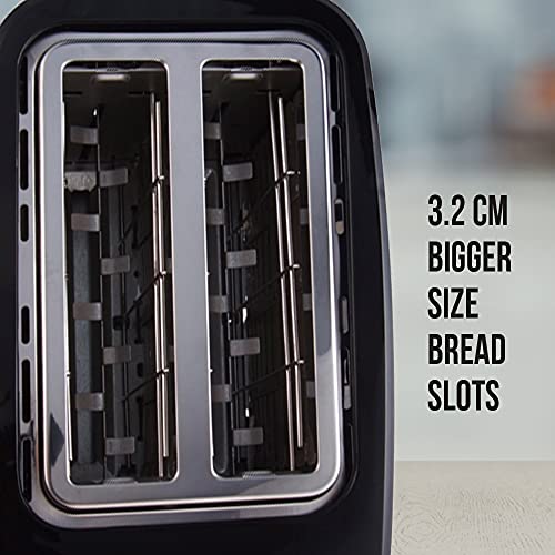Havells Crisp Plus Pop-Up Toaster | 2 Slices | 750 Watts | 7 Heat Settings | Reheat,Defrost & Cancel Functions | Auto Bread Centering | Cool Touch | Crumb Tray for Easy Cleaning | 2Yr Warranty | Black - Image 4