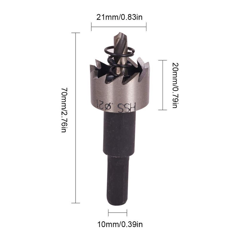 Othmro Utoolmart 21mm Black HSS Drill Bit Hole Saw Cutter 70mm Length for Metal Alloy Wood 1pcs - Image 2