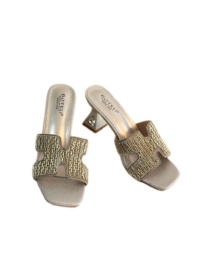 BOTELI With A Shiny Upper And A High Heel, The Women's Sizes 36-42 Sandal Series Features A Square Toe DesignMaking It A Fashionable Item For Height Enhancement  - Image 3