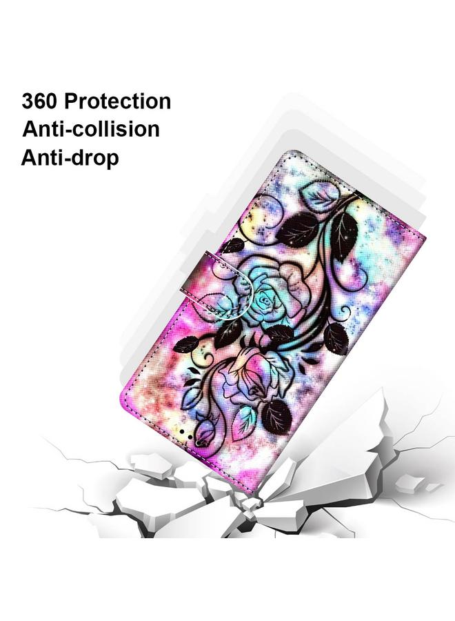 اس-توب جراب لهاتف Samsung Galaxy A33 5G، جراب هاتف جلدي قلاب أفقي بتصميم متقاطع ملون مع حامل وفتحات للبطاقات ومحفظة وحبل - Image 4