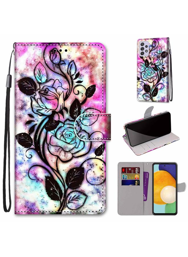 اس-توب جراب لهاتف Samsung Galaxy A33 5G، جراب هاتف جلدي قلاب أفقي بتصميم متقاطع ملون مع حامل وفتحات للبطاقات ومحفظة وحبل - Image 1