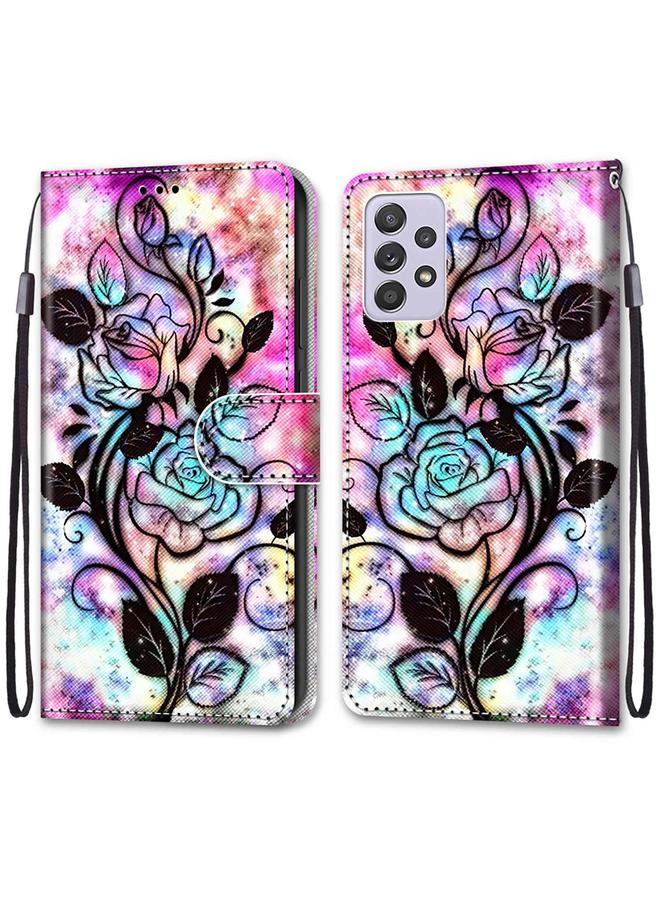 اس-توب جراب لهاتف Samsung Galaxy A33 5G، جراب هاتف جلدي قلاب أفقي بتصميم متقاطع ملون مع حامل وفتحات للبطاقات ومحفظة وحبل - Image 2